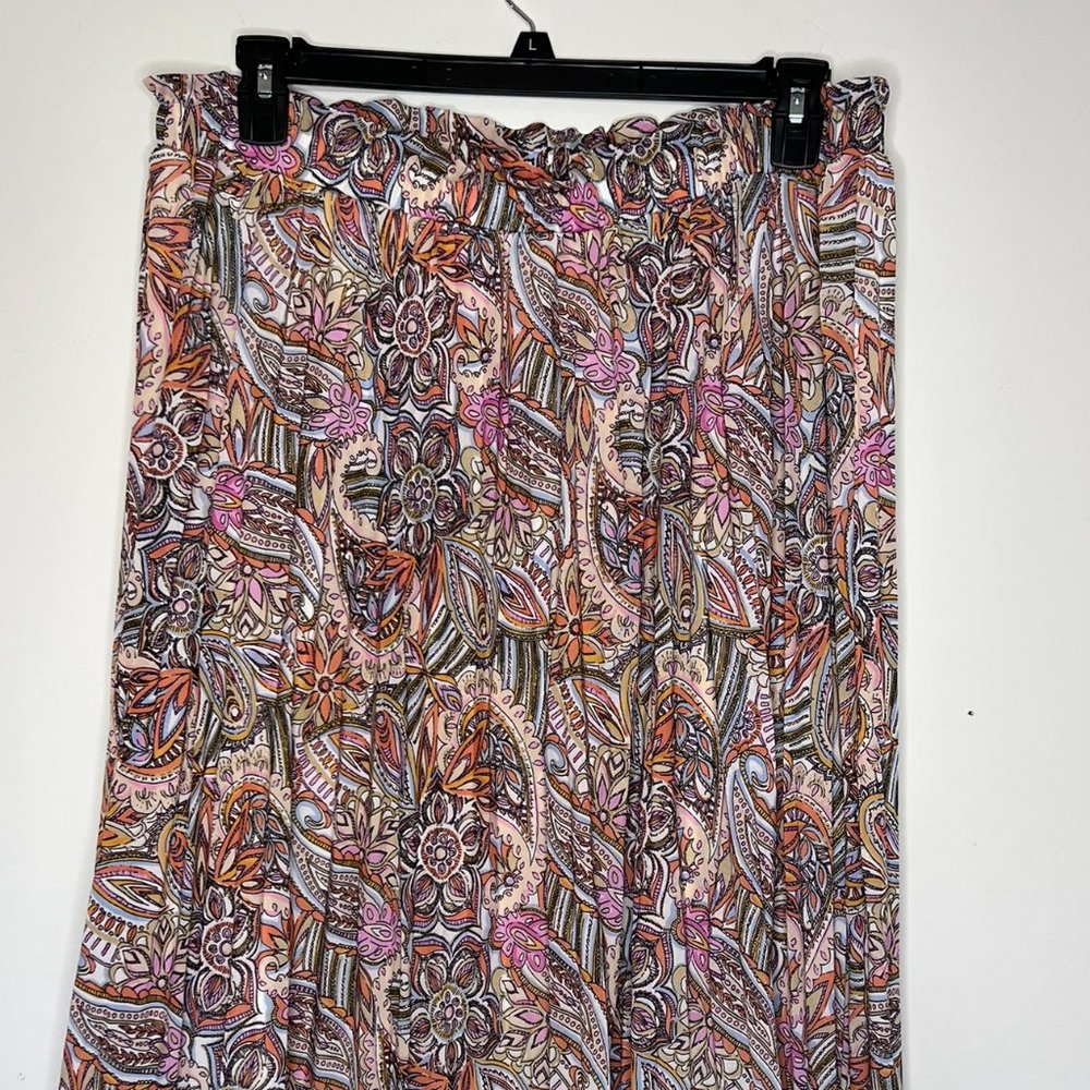 Versona Skirt Floral Paisley Lined Elastic Waist Size XL NWT